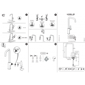 Nobili miscelatore lavello cucina con stampato cartuccia Ø28 e canna girevole a due pieghe Flag FL96123CR