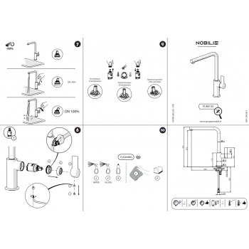 Nobili miscelatore lavello cucina con canna girevole Ø22 Flag FL96133CR