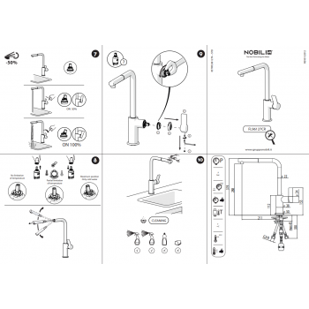 Nobili miscelatore lavello cucina con doccetta monogetto Ø22 Flag FL96127CR