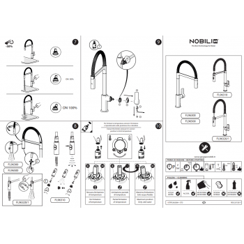 Nobili miscelatore lavello cucina con molla orientabile e doccia a 2 getti Flag FL96300CR