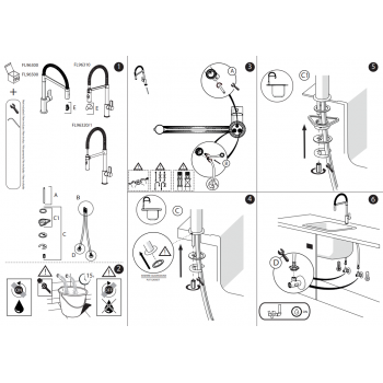 Nobili miscelatore monoforo lavello cucina con molla orientabile, attacco magnete, doccia a 2 getti Flag FL96320/1CR