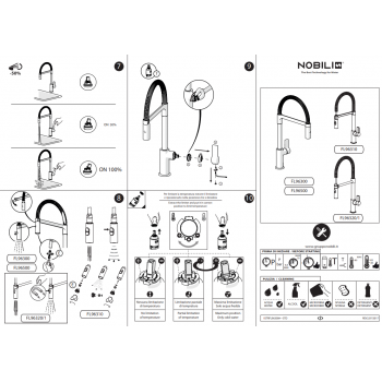 Nobili miscelatore monoforo lavello cucina con molla orientabile, attacco magnete, doccia a 2 getti Flag FL96320/1CR