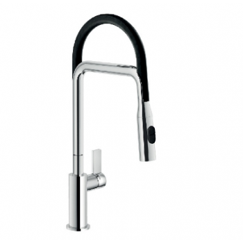 Nobili miscelatore lavello cucina con guaina nera e doccia a 2 getti Flag FL96400/1CR