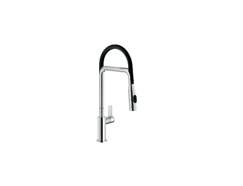 Nobili miscelatore lavello cucina con guaina nera e doccia a 2 getti Flag FL96400/1CR