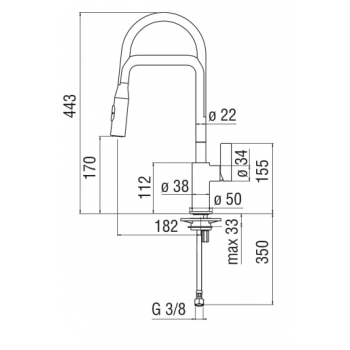Nobili miscelatore lavello cucina con guaina nera e doccia a 2 getti Flag FL96400/1CR