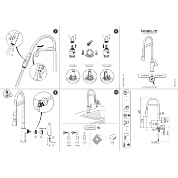 Nobili miscelatore lavello cucina con guaina nera e doccia a 2 getti Flag FL96400/1CR