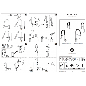 Nobili miscelatore lavello cucina con doccia a 2 getti pull down Cube CB00700/3CR