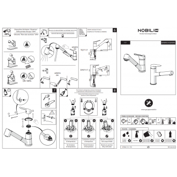 Nobili miscelatore lavello cucina con doccia estraibile Oz T8 CU117/2T8CR
