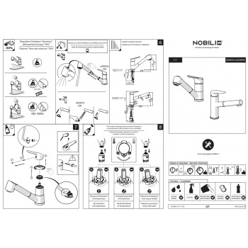 Nobili miscelatore lavello cucina con doccia estraibile Oz T8 CU117/3T8CR