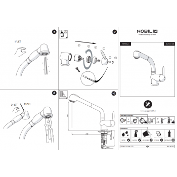 Nobili miscelatore lavello cucina con doccia estraibile Ovetto NU12513/8CR