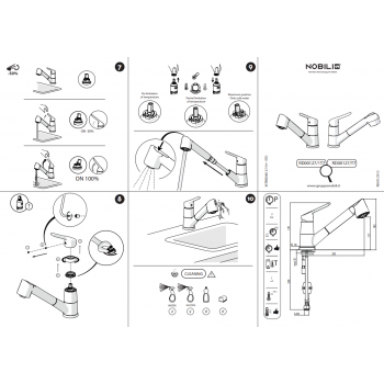 Nobili mischer Spüle Küche mit Schwenkbarer Auslauf New Road T7 RD00123/1T7CR