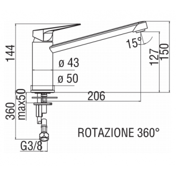 Nobili miscelatore lavello cucina con corpo girevole Sky SY97113/25CR