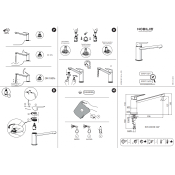Nobili mischer Spüle Küche mit Schwenkbarer Auslauf New Road T7 RD00123/1T7CR
