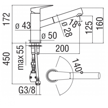 Nobili mischer Spüle Küche mit Schwenkbarer Körper Sky SY97113/25CR