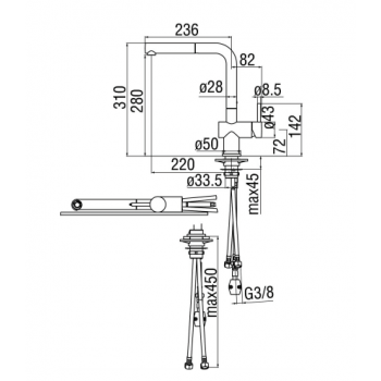 Nobili mischer Spüle Küche unter fenester Flag LV00113/70CR
