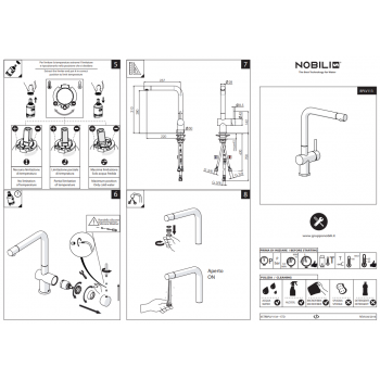Nobili miscelatore bassa pressione lavello cucina con bocca girevole BPLV113CR