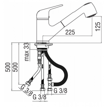 Nobili miscelatore bassa pressione lavello cucina con doccia estraibile BP16117/--JCR