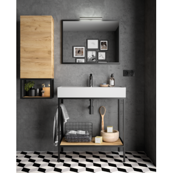 Mobile bagno filomuro da 600 in rovere con lavabo Veneto