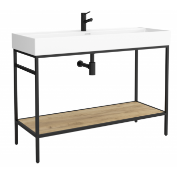 Mobile bagno a terra da 120 cm in rovere chiaro con lavabo Veneto