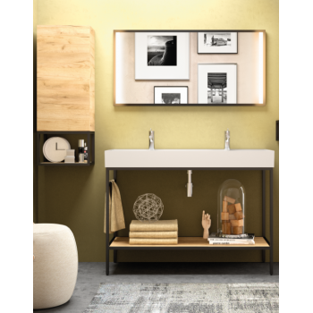 Mobile bagno a terra da 120 cm in rovere chiaro con lavabo Veneto a due fori