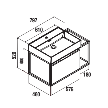 Mobile bagno sospeso da 80 cm in rovere chiaro con lavabo Veneto 610