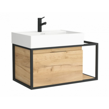 Aufgehängt Badmöbel 80 cm aus eiche hell mit Waschtisch Veneto 810