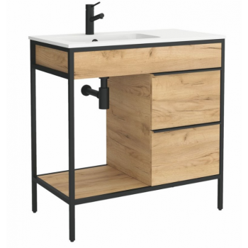 Mobile bagno a terra da 85 cm in rovere chiaro con lavabo Iberia