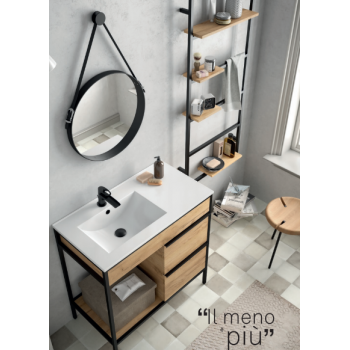 Badezimmer Badmöbel 80 cm aus eiche hell mit Waschtisch