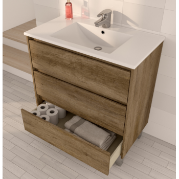 Badzusammensetzung 80 cm mit Nordik badmöbel, spiegel und waschtisch