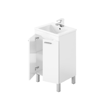 Composizione bagno Koncept da 80 cm con mobile bianco lucido, specchio e lavabo