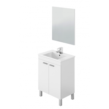 Badezimmerschrank auf dem boden 50 cm glänzend weiß mit spiegel