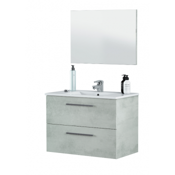 Badezimmerschrank auf dem boden Aktivia 80 cm Glänzend weiß mit spiegel