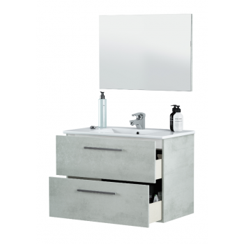 Mobile bagno sospeso Aruba 80 cm Cemento con specchio