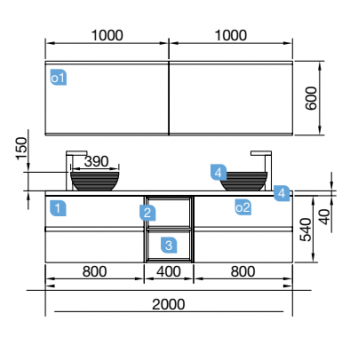 Aufgehängt Badezimmerschrank 200 cm glänzend grau mit spiegel