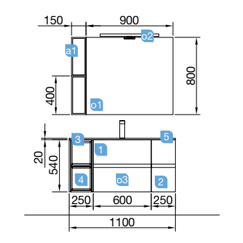 Aufgehängt Badezimmerschrank 200 cm glänzend grau mit spiegel
