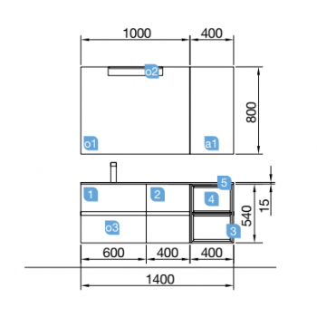 Aufgehängt Badezimmerschrank 200 cm Elsass mit spiegel
