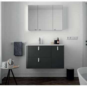 Aufgehängt Badezimmerschrank 200 cm glänzend grau mit spiegel