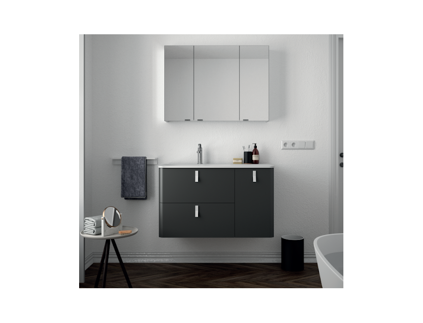 Mobile bagno sospeso 90 cm grigio lucido con specchio