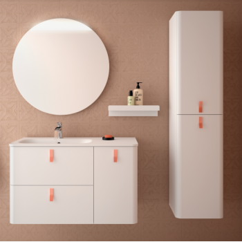 Mobile bagno sospeso 90 cm bianco opaco con specchio