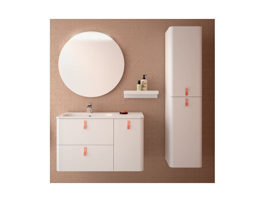 Mobile bagno sospeso 90 cm bianco opaco con specchio