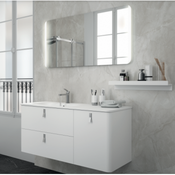 Aufgehängt Badezimmerschrank 90 cm weiß opak mit spiegel