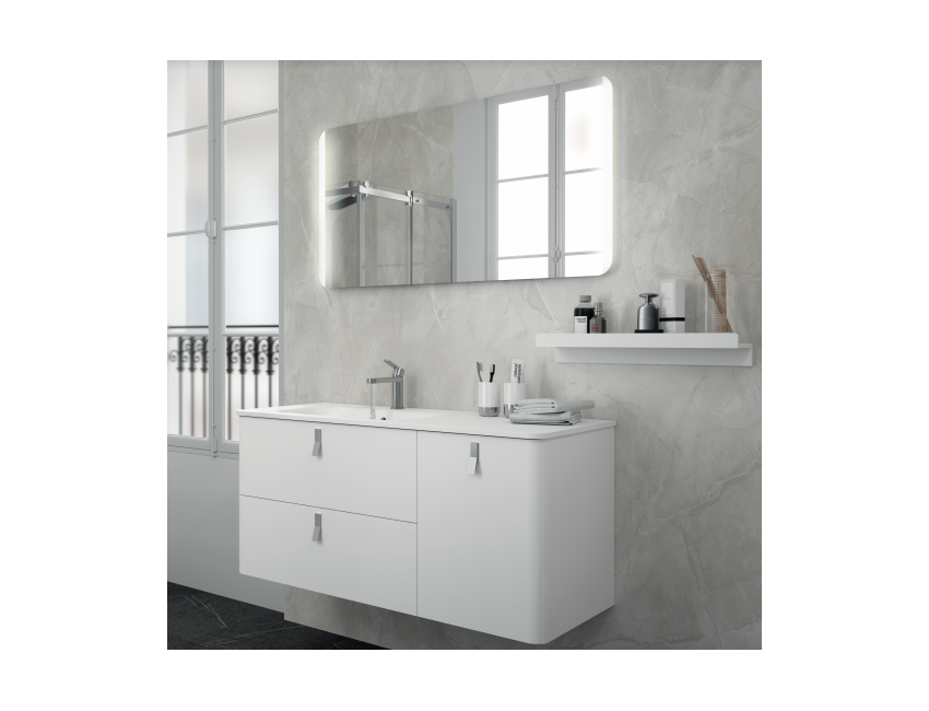 Mobile bagno sospeso 120 cm bianco opaco con specchio