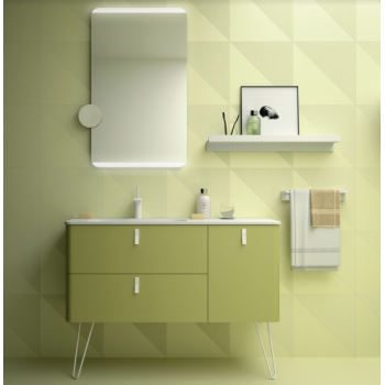Mobile bagno a terra 120 cm verde acido con specchio