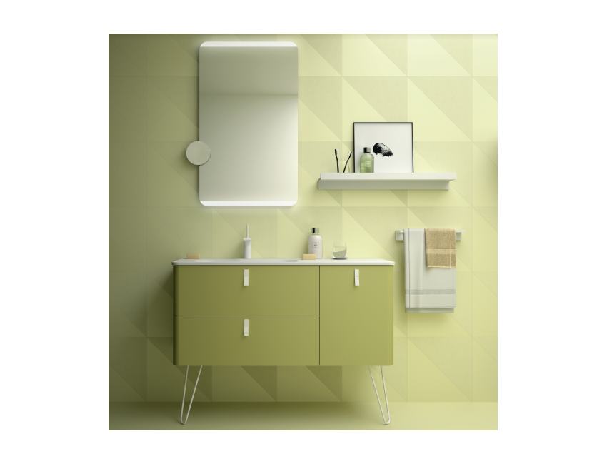 Mobile bagno a terra 120 cm verde acido con specchio