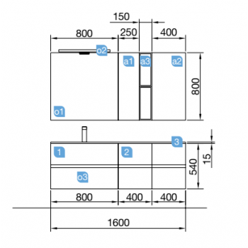 Mobile bagno sospeso 160 cm bianco lucido con specchio