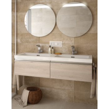 Mobile bagno sospeso 120 cm colore naturale con specchio