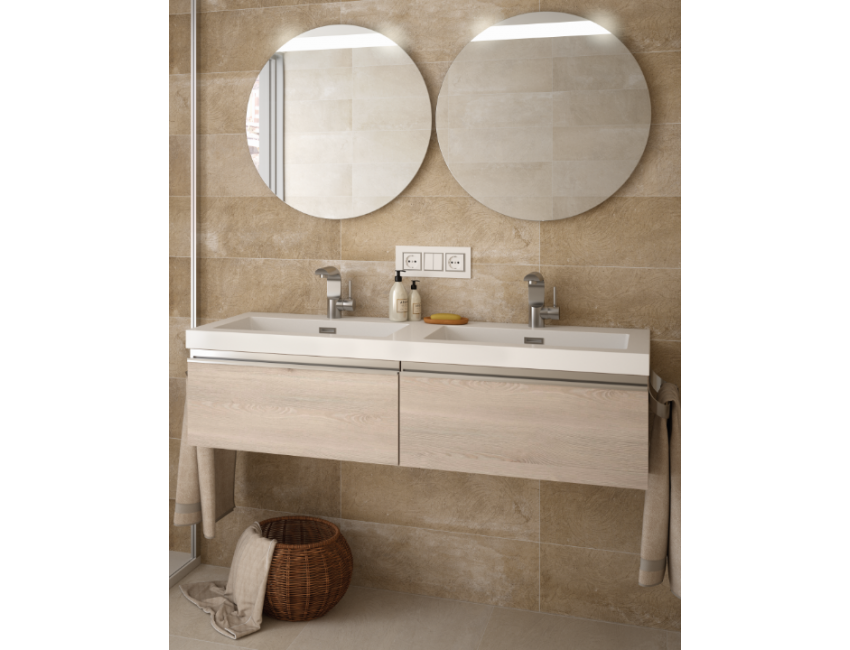 Mobile bagno sospeso 120 cm colore naturale con specchio