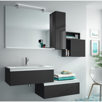 Aufgehängt Badezimmerschrank 200 cm glänzend grau mit spiegel