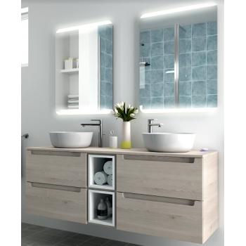 Aufgehängt Badezimmerschrank 140 cm natürliche farbe mit spiegel