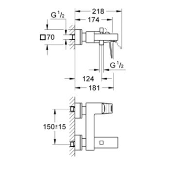Grohe Eurocube Miscelatore monocomando per vasca-doccia 23140000